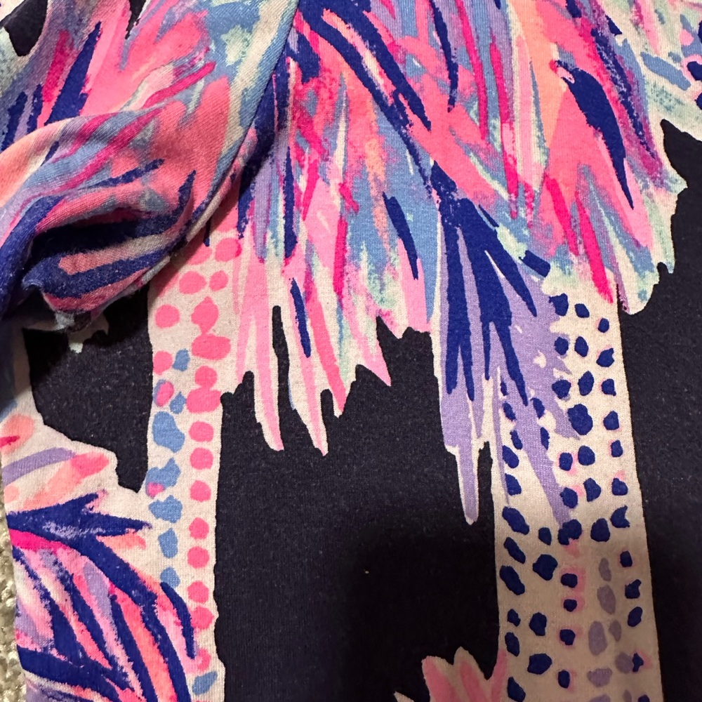 Lilly Pulitzer Palms Up Navy Dress with Pink & Purple Accents - Picture 2 of 5